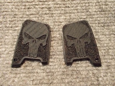 Custom Grips for Sig Sauer P290, P290RS Carbon Fiber Pattern Skull Black