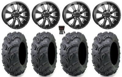 Raceline Mamba 12'' Wheels Black 27'' Zilla Tires Suzuki KingQuad