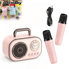 Karaoke Maschine f&uuml;r Kinder Tragbarer Mini Lautsprecher + 2 Mikrofonen Bluetooth