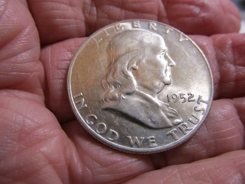 1952-D Franklin Silver Half Dollar~ Uncirculated~ Pretty Coin with Mint Luster