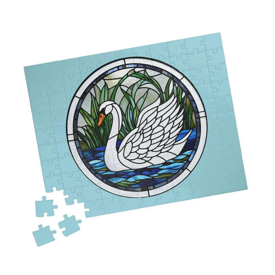 Rompecabezas de vidrieras de cisne blanco mudo aspecto observador de aves amante interior 110 Foto 3 de 4