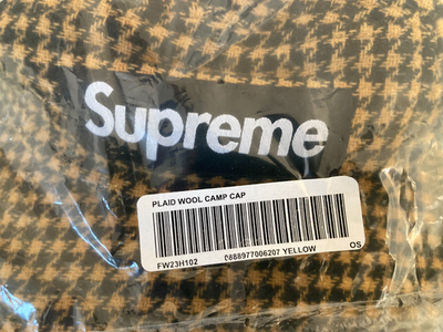 Supreme Houndstooth Plaid Wool Camp Cap Black Yellow FW23 New | eBay