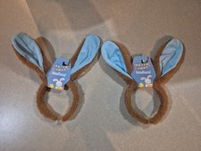 2 EASTER Ears Headbands Blue/ Brown Plush Decorations