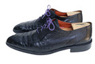 Mezlan Platinum Hutchins 100% Ostrich Leather Black Apron Oxford Dress Shoe 12M — photo 4