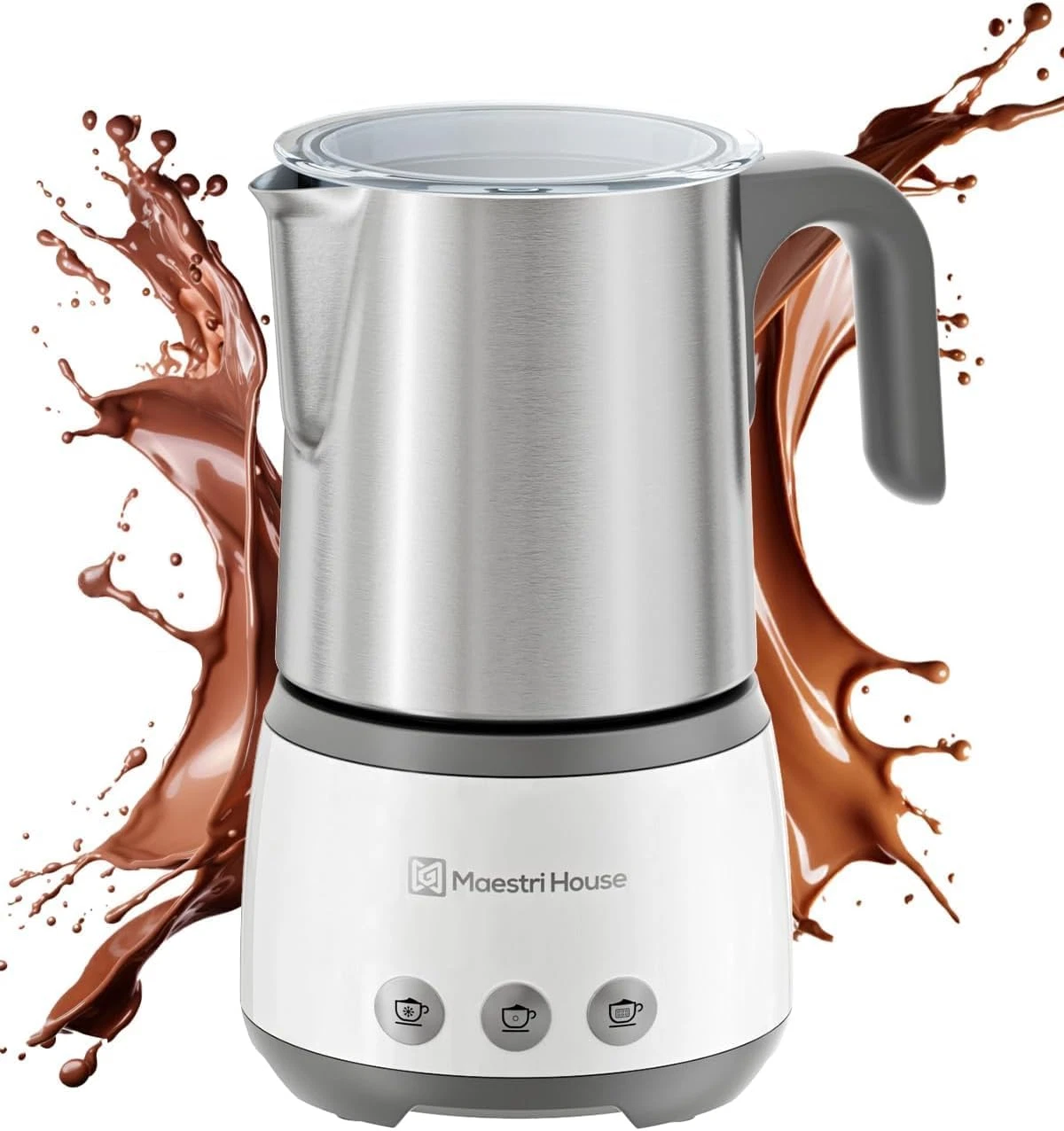 Milk Frother, 4-in-1 Electric Milk Steamer and Frother, 16.9OZ 600W Smart Touch