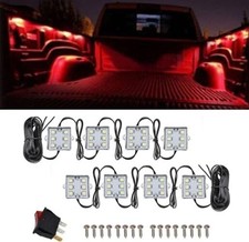 8Pcs LED Truck Bed Light Kit,Rear Work Box Lighting Kit,Cargo Pickup Bed red