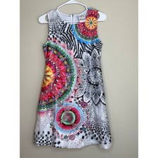 Fleur de Lis Collection Mandala Print Floral Lace Overlay Shift Dress Small Art