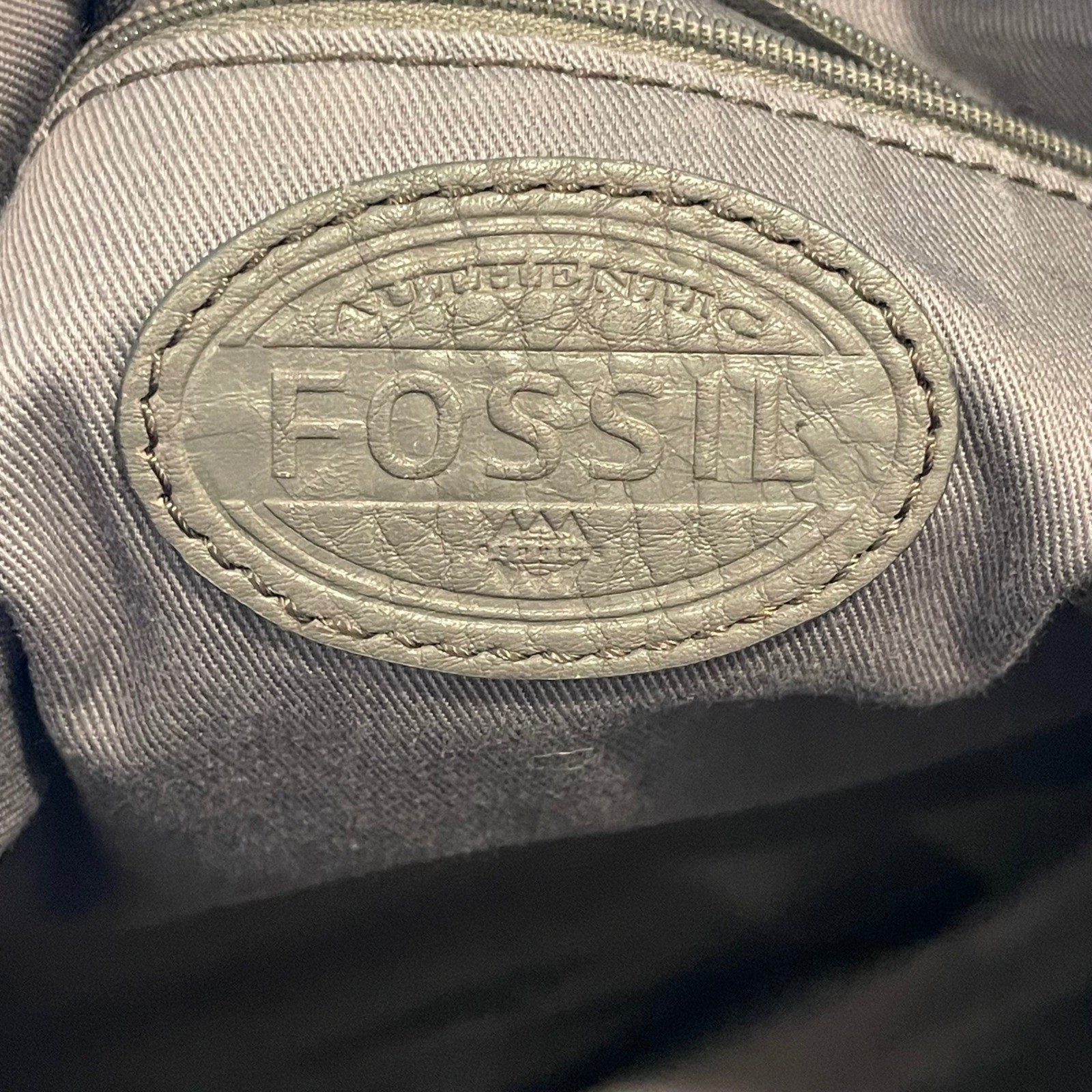 Fossil Gray Leather Geometric Patchwork Hobo Bag … - image 6