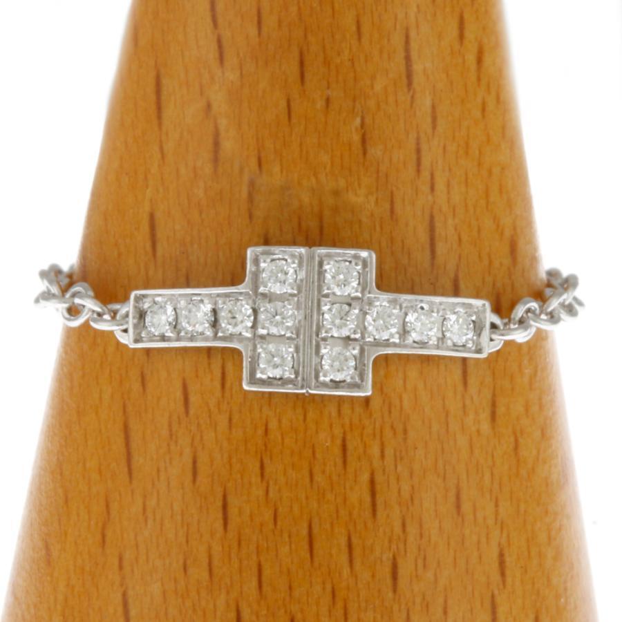Tiffany & Co. T TWO Chain Diamond K18WG 0.9g US Size 5.5 Ring Pre 