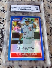 MICHAEL YOUNG 2006 Bowman Chrome Blue Refractor SP 34/150 GEM MINT 10 Rangers🔥$