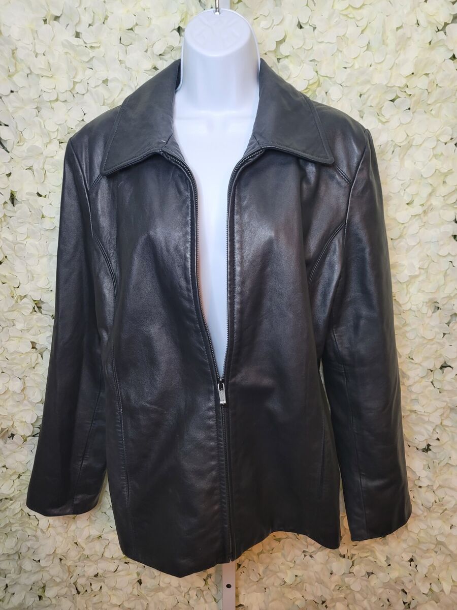 M. Julian Leather Jacket Womens Lg Blk Long Sleeve Butter M. Julian Leather Jacket Womens Lg Blk Long Sleeve Butter