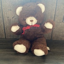 Plush Brown Bear With Red Ribbon 12inches