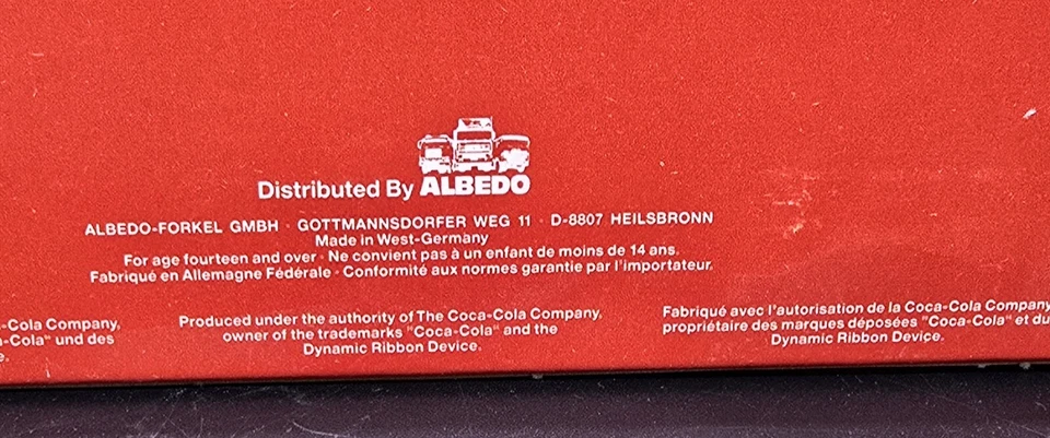 Rare Vintage 1990 Albedo Forkel Coca Cola Die Cast Semi Truck NoS Sealed D-8807 - Image 4 of 4