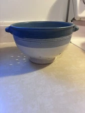 Art Pottery Handmade Studio Berry Bowl Colander White/Blue