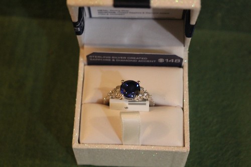 Keepsake Azure Gem Women's Created Blue & White Sapphire SS Diamond Accent Ring