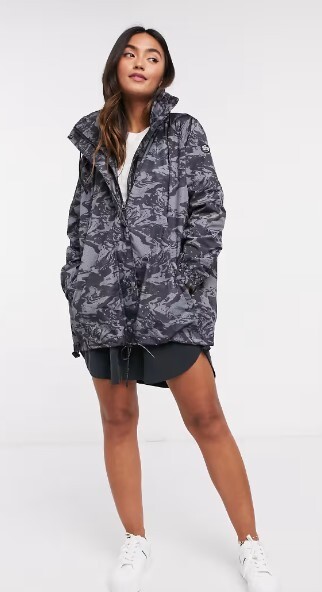 SUPERDRY Women's Sports Code Cagoule Mac Hooded Camouflage Jacket