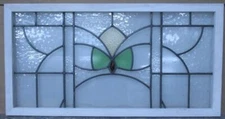 OLD ENGLISH LEADED STAINED GLASS WINDOW TRANSOM GEOMETRIC 40 3/4" x 21"