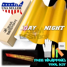 【Reflective】 Yellow Car Vinyl Wrap Sticker Decal Graphic Sign Adhesive Sheet DIY
