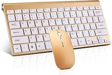 Wireless Keyboard+Mouse Set Sleek Design Batterypowered, PC/Laptop, Gold