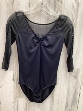 New Ballet Rosa Size 44/XL Black 3/4 Sleeve Leotard with Piping 