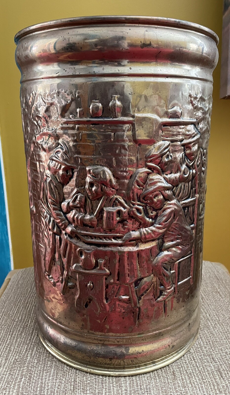 Vintage Mid Century Peerage Co. Brass Hammered Umbrella Stand eBay