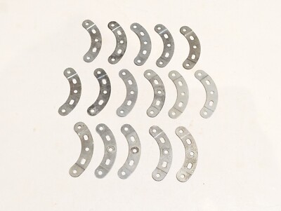 16 x Meccano Teil 90a 2,5'' Zink/Silber gestufte gebogene Streifen gestempelt MMIE
