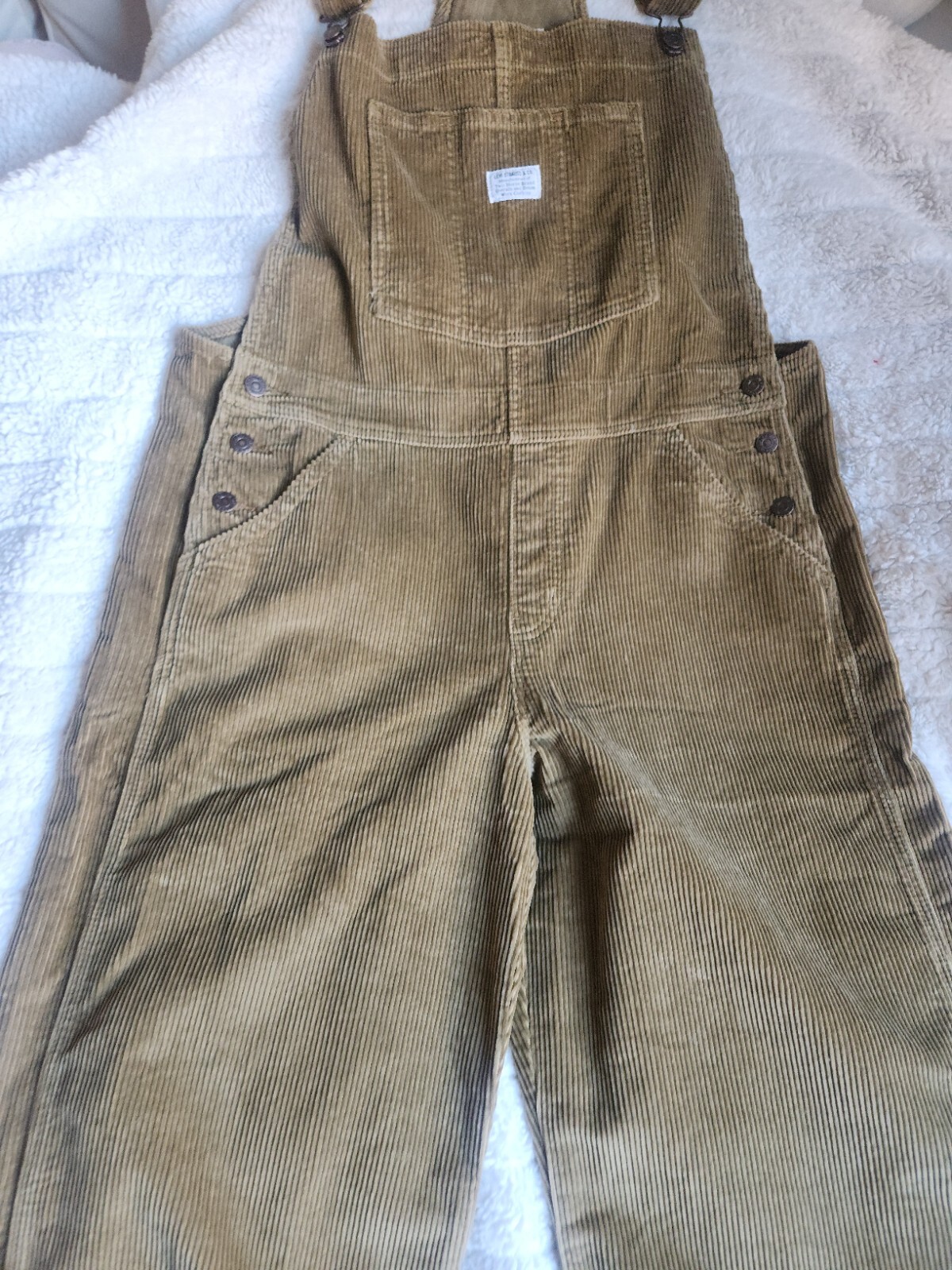 Levi's Premium Baggy Corduroy Women's Overalls Ermine Tan Women's XL NWT