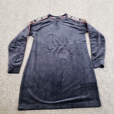 Tommy Hilfiger Dress Womens Petite Large Blue Stretch Shift Loose