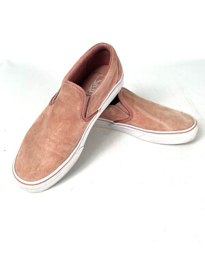Vans Scotchgard Pink Suede Slip Ons Womens