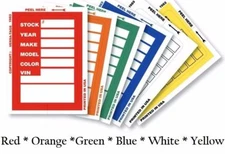 Versa Tag Kleer Bak Stock Stickers, Car Dealer Stock Stickers **ORIGINAL**