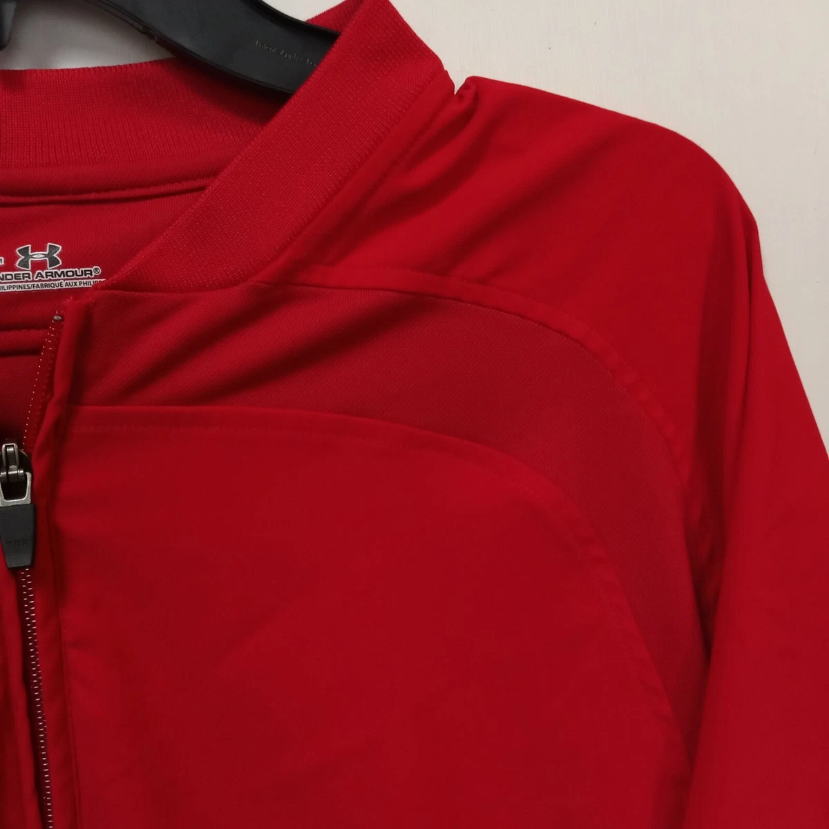 Men s Under Armour 1 4 Zip Red Polyester Baseball Warm Up Jacket