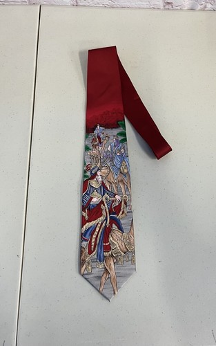 Holidays Christmas Silk Hand Made Red Necktie 3 Wisemen On Camels - Picture 2 of 12