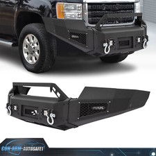For Gmc Sierra 2500hd 3500hd 11-14 Steel Front Bumper Wwinch Plate Led Light