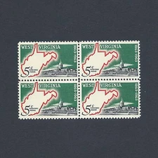 West Virginia's 100th Anniversary - 62 Year Old Vintage Mint Set of 4 Stamps!