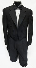 39L Black Wool Chaps Formal Tuxedo Tailcoat Debutante Penguin Swallow Tails Coat