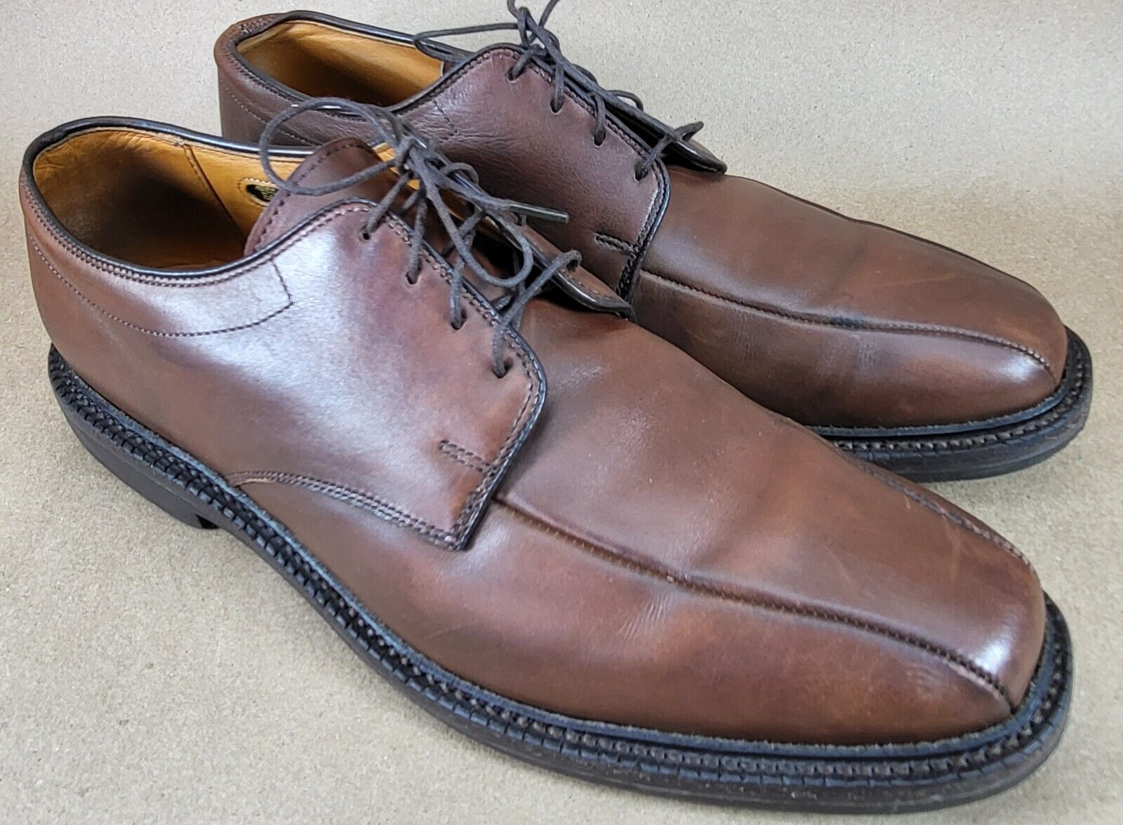 SAOLA ALLEN EDMONDS Warren Uomo Taglia 9 D Pelle Marrone Punta Bicicletta Derby Oxfords