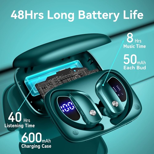 BMANI T16 True Wireless Earbuds, 5.0 HiFi Dual LED Display, Green - Afbeelding 3 van 6