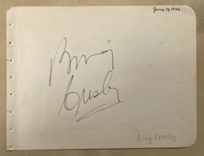Bing Crosby Autograph Signed Van Heflin on reverse 1942 *Hollywood