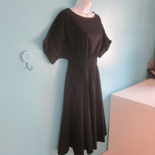 Shabby Apple Womens Dress Fits S M Black Cotton Fit Flare Elastic Waist Pullover