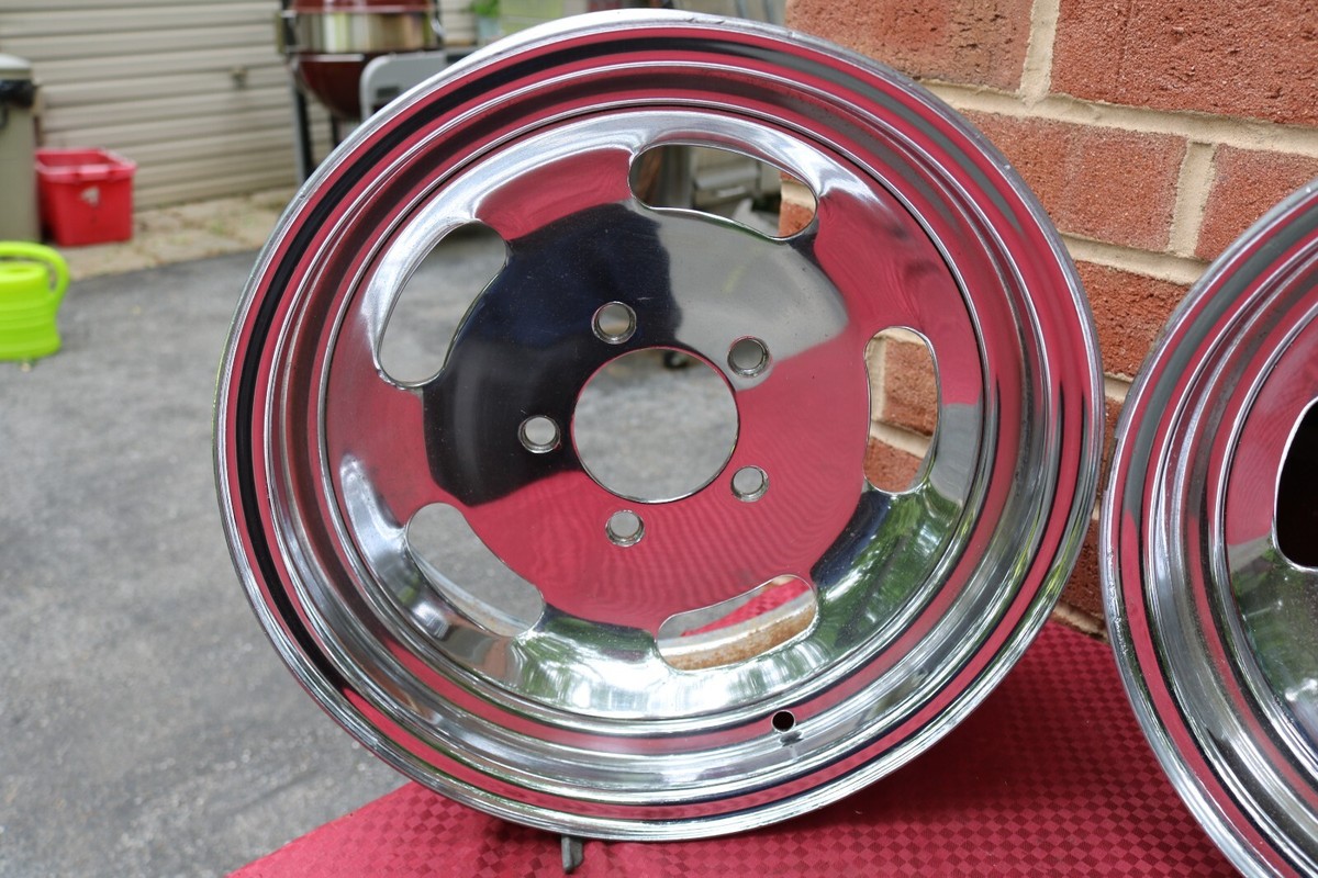 VINTAGE 14X6 CHROME SLOT WHEELS 5X4.5 BC FORD MOPAR AMC | eBay