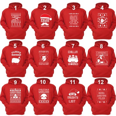 Unisex UGLY CHRISTMAS SWEATER Vacation Santa Funny Women's Mens Hoodie RED