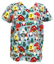 Women's Halloween Christmas Medical Scrub Gnomre for Christmas Hunter M
