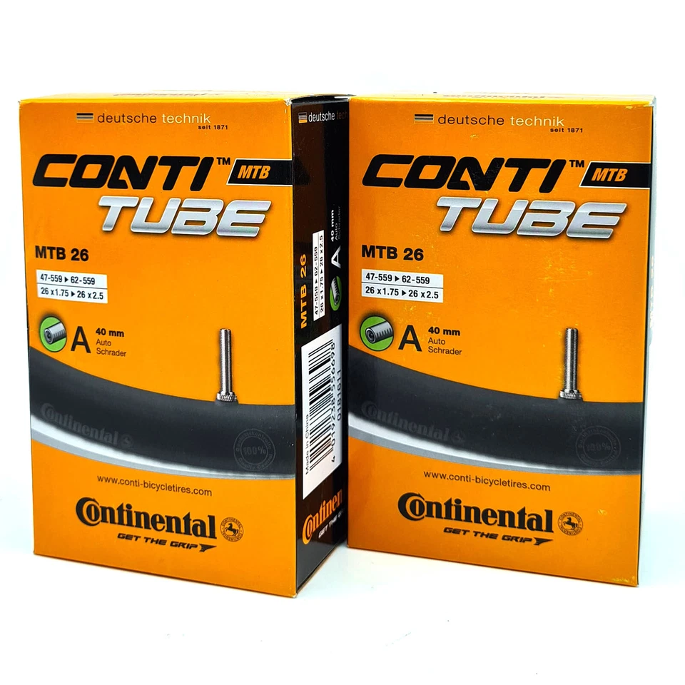2x Continental Fahrrad Schlauch MTB 26x1.75/2.50" 47/62-559 Autoventil 40mm AV