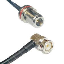 RFC195 N FEMALE BULKHEAD to BNC MALE ANGLE Coax RF Cable USA-Ship Lot