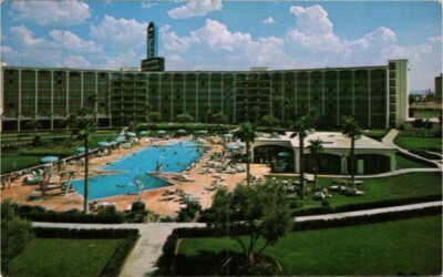 Las Vegas NV-Nevada, Frontier Hotel, Aerial View Swimming Pool 1970s Postcard