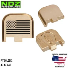 NDZ Brass Glock 43 43X 48 Slide Cover Back Plate Engraved Black