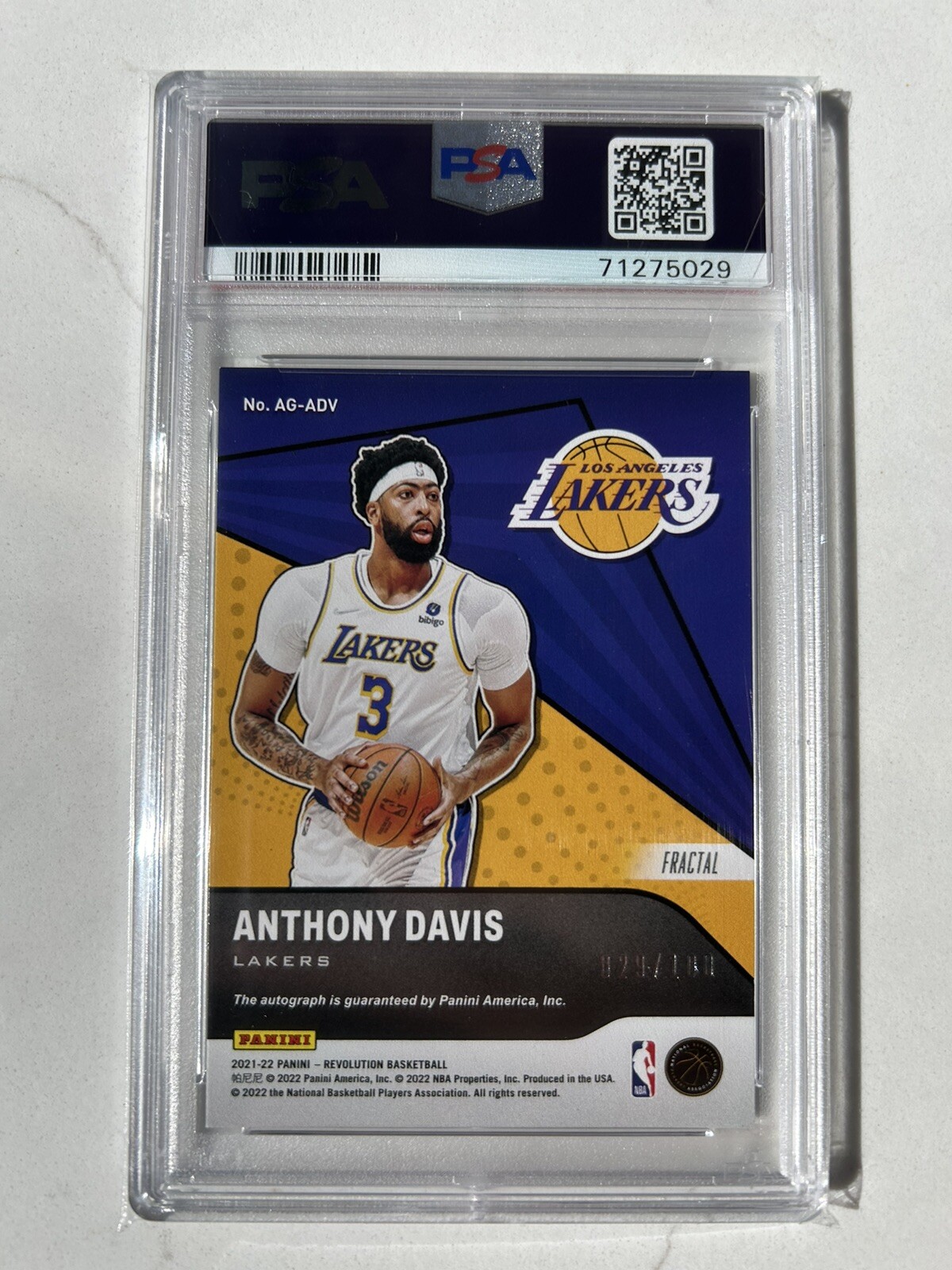 202122 Panini Revolution Autographs Fractal AG9 Anthony Davis /100