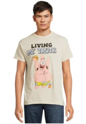 SPONGEBOB Nickelodeon NEW Men's size XL Graphic Tee Living MY Truth~Patrick