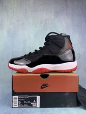 X Nike Air Jordan 11 Retro Bred Red Black Men's Size Sneaker Basketball Shoes
