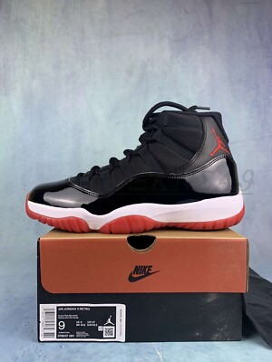 X+Nike Air Jordan 11 Retro Bred Red Black Men's Size Sneaker Basketball Shoes